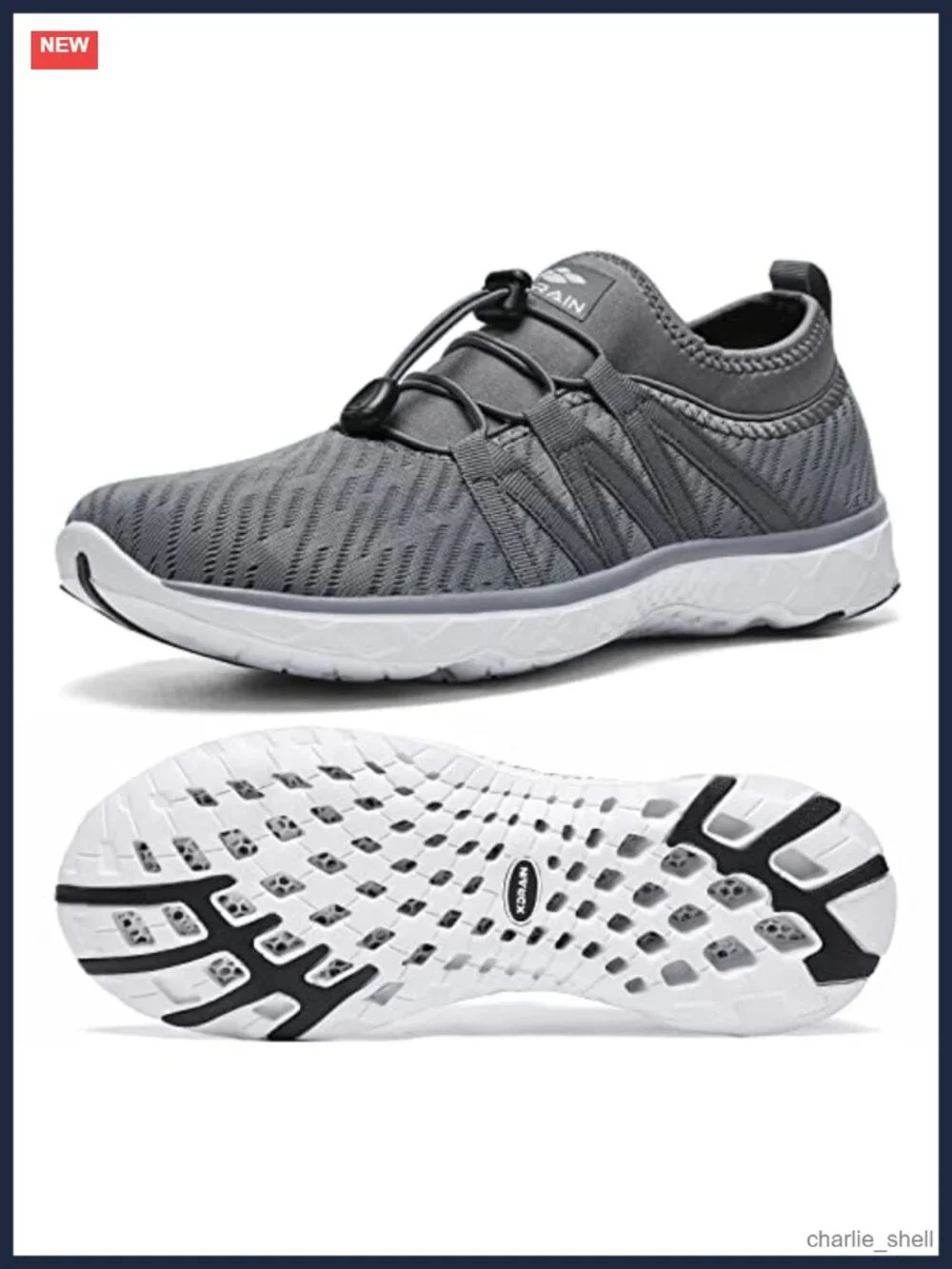 Men's Quick Drying Aqua Water Shoes Mesh Slip-On Drain Outsole